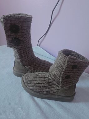UGG Knit Tall Button Boots in Taupe
